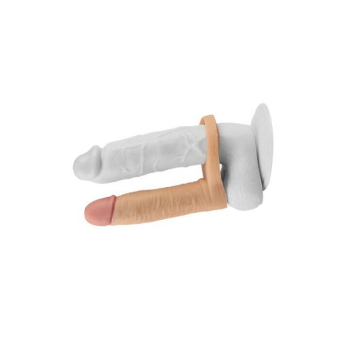 DOUBLE TROUBLE VIBRATING STRAP-ON DILDO NUDE